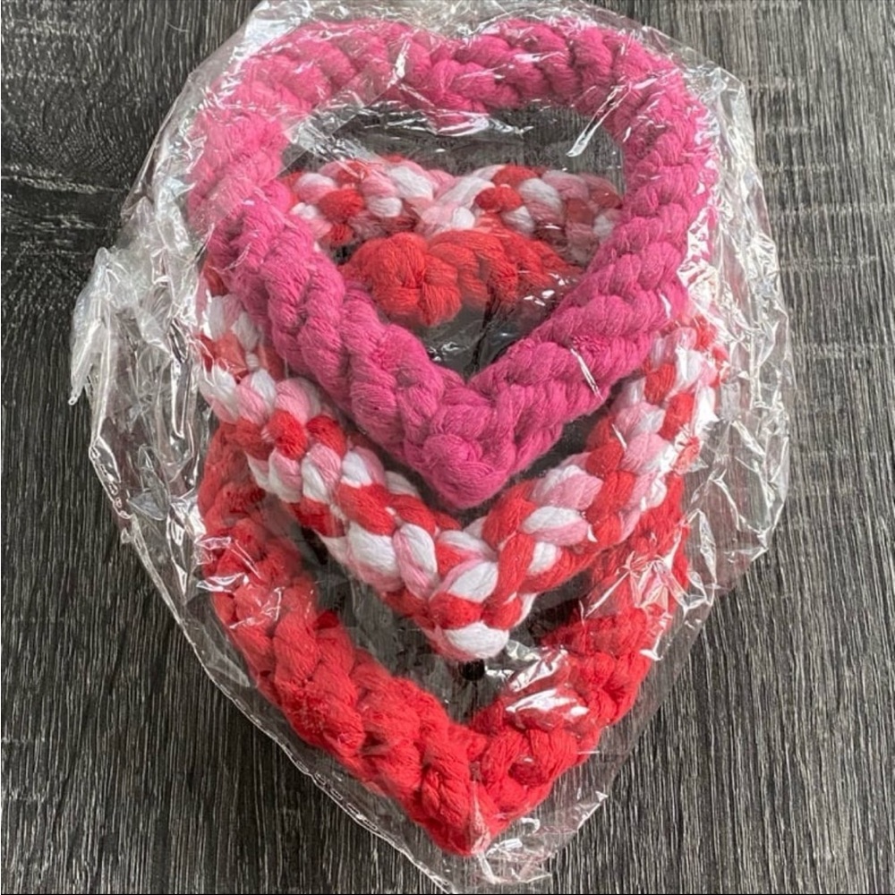 LOT OF 3 NIP Heart Rope Bone Toys for Dogs Rope Bone Toy SET for Dogs